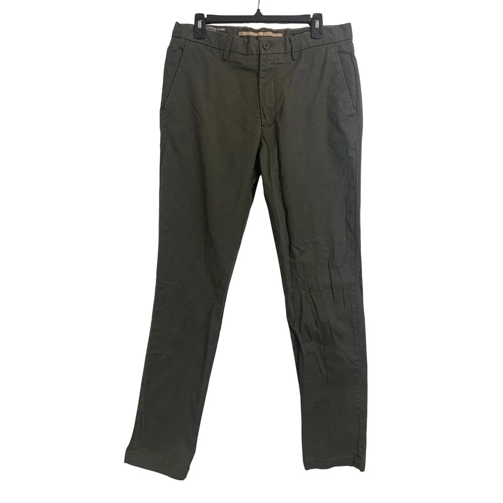 Banana Republic Lived-In Chino Slim Fit Olive Green Pants 33x34 Mens